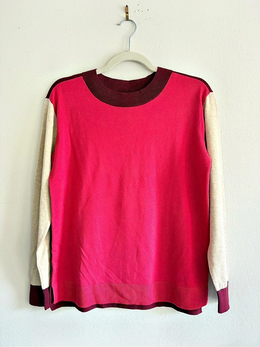 Lands' End Color Block Cotton Sweater Size XS Like New